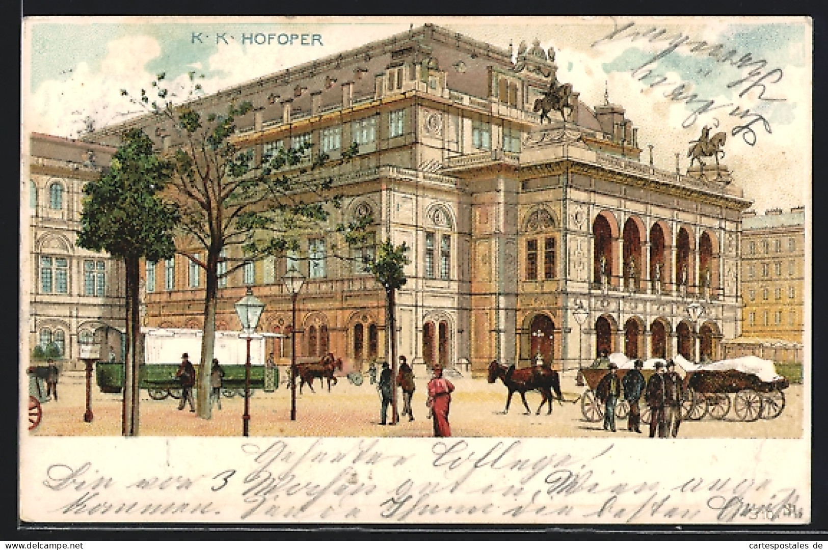 Lithographie Wien I, Oper, Kutschen Vor Der Hofoper  - Otros & Sin Clasificación