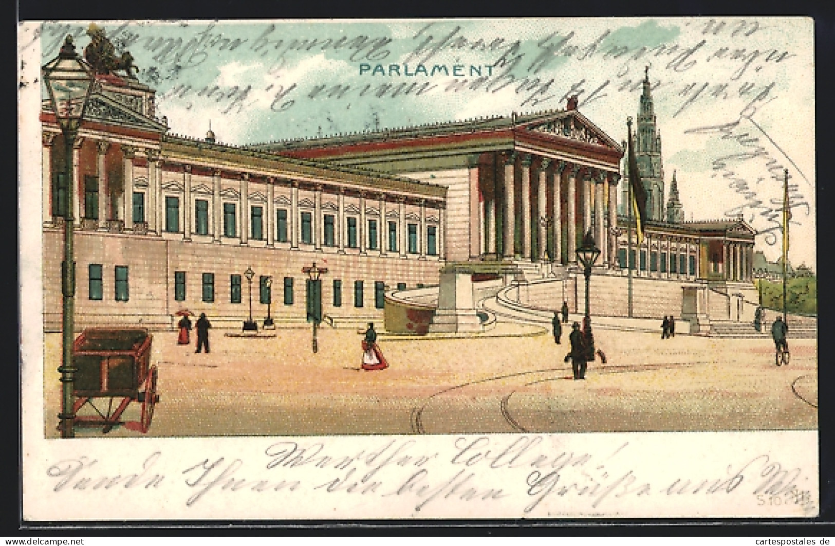 Lithographie Wien, Passanten Vor Dem Parlament  - Otros & Sin Clasificación