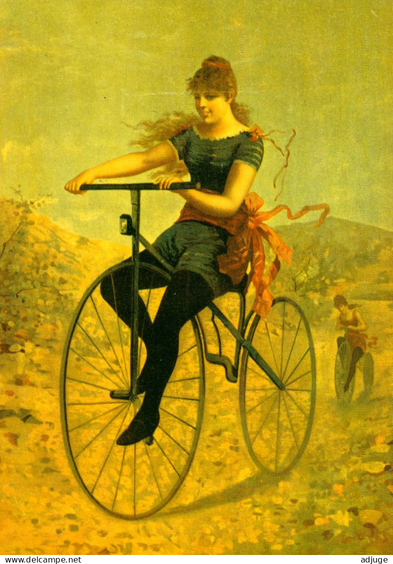 CPM* Cyclisme 1900 - Jeune Femme Coureuse Cycliste En Vélocipède -Imagerie Belle époque - TBE - Cyclisme
