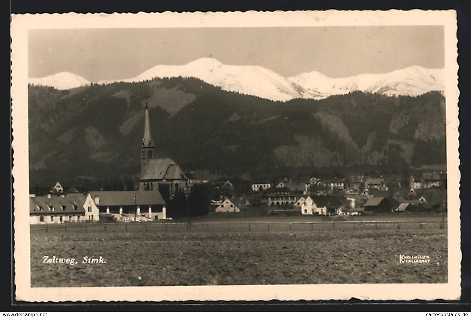 AK Zeltweg /Stmk., Ortsansicht Mit Kirche Gegen Die Berge  - Other & Unclassified