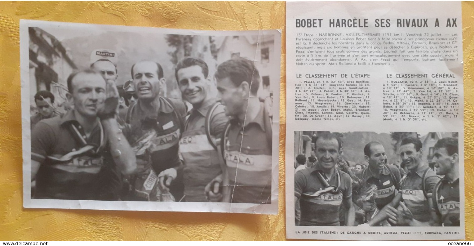 Photo Miroir Sprint 15e étape Tour De France 1955 Giancarlo Astrua Luciano Pezzi Pascale Fornara Alessandro Fantini - Cycling