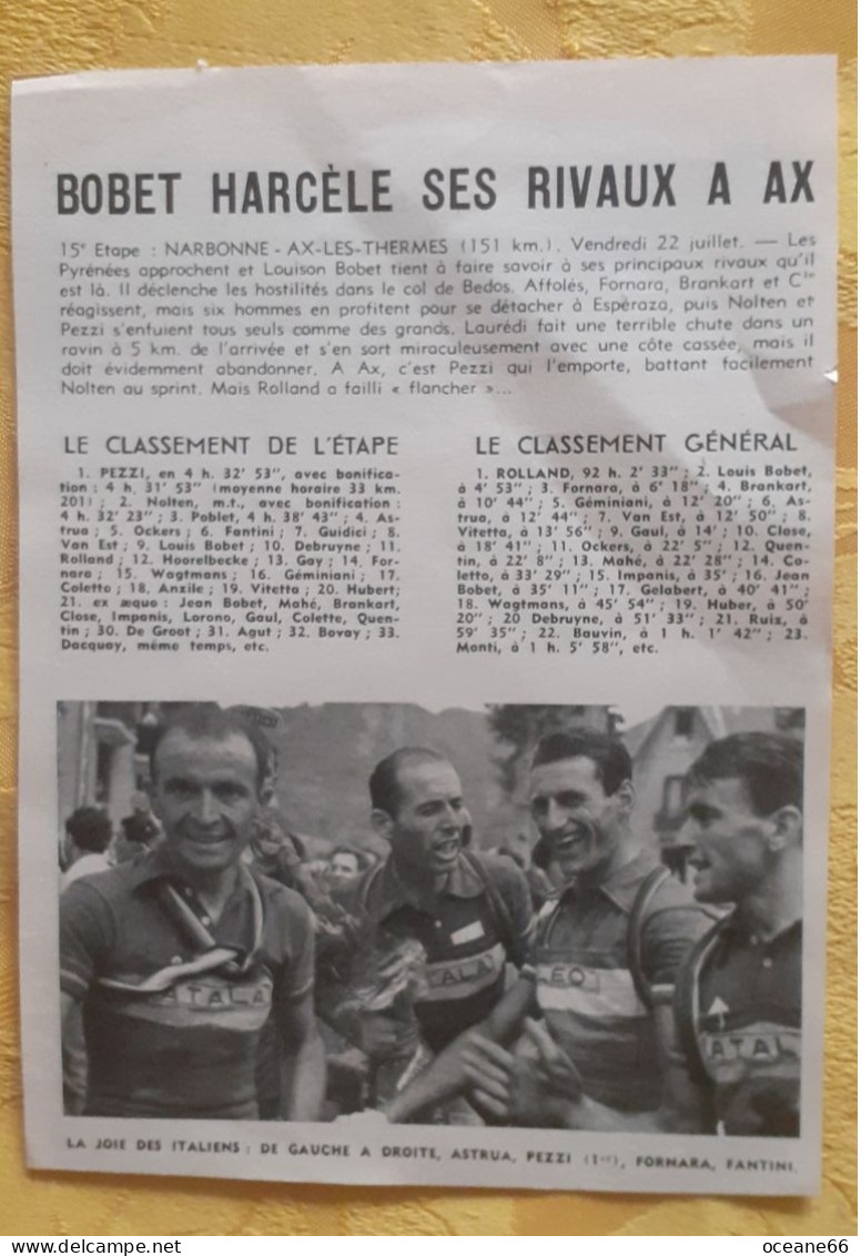 Photo Miroir Sprint 15e étape Tour De France 1955 Giancarlo Astrua Luciano Pezzi Pascale Fornara Alessandro Fantini - Wielrennen