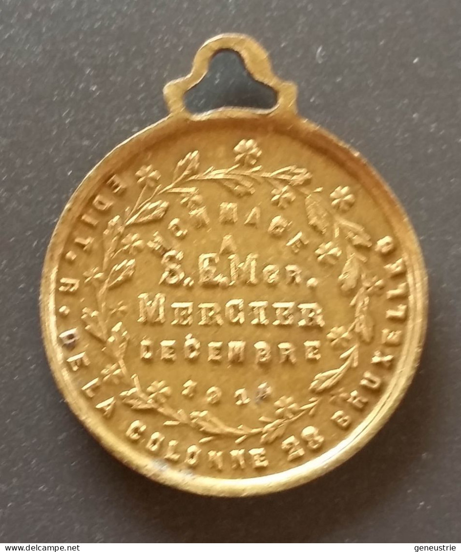 WWI Pendentif Médaille Religieuse Fin XIXe "Hommage à Désiré-Joseph Mercier, Cardinal De Malines / Décembre 1914" WW1 - Religion &  Esoterik