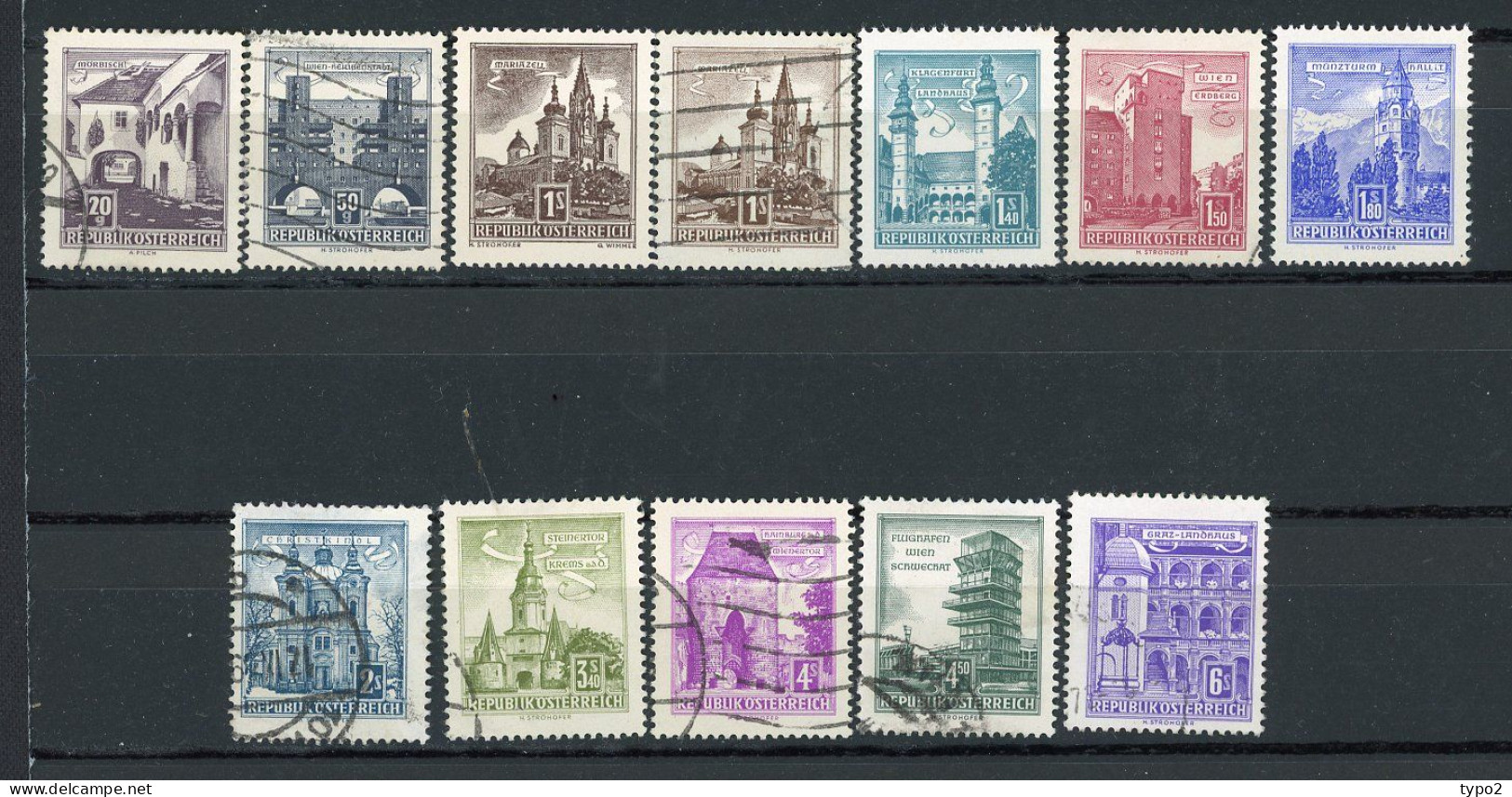 AUTRICHE - 1957  Yv. N° 869AA à 873AE Sauf 873AD (5s,5) Papier Gris  * / (o)  20g à 6s Cote  8,4  Euro  BE - Gebraucht