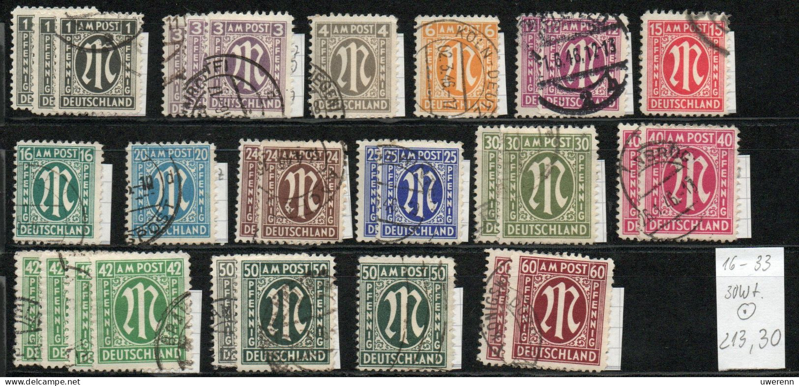 All. Besetzung 1945ff. AM-Post, Deutsche Ausgabe, Lot Von 30 Werten, Aus Mi 16-33 Gest., Mi 213,30 € - Used