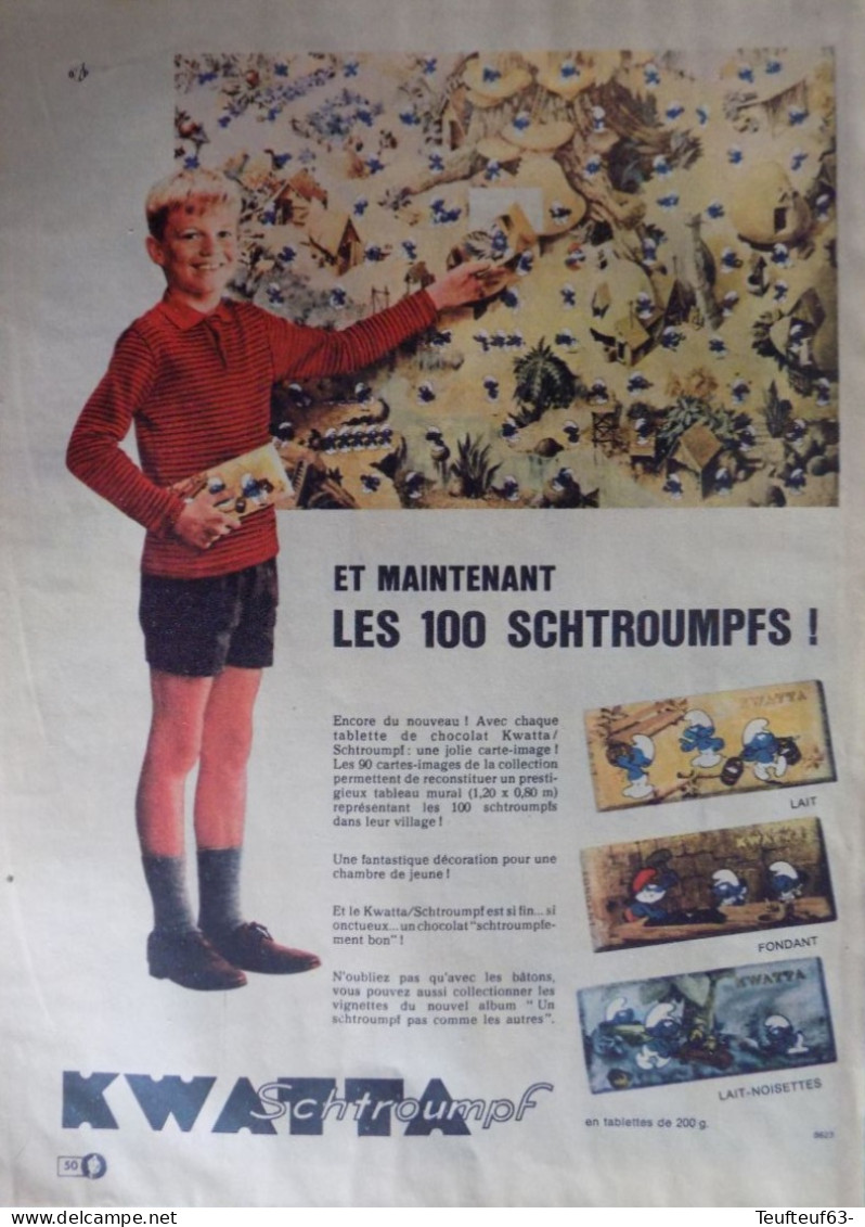 Publicité De Presse ; Les Chocolats Kwatta Schtroumpf - Advertising