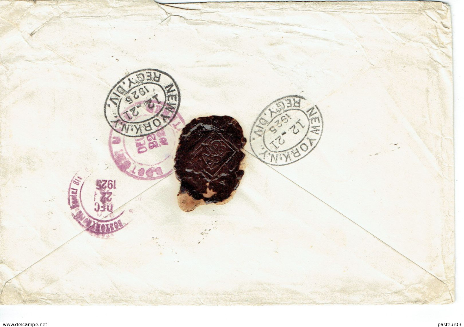 Tarifs Postaux Etranger Du 01-10-1925 (19) Pasteur N° 176 50 C. X 2 + Pasteur N° 175 45 C. X 6 + Semeuse 25 C. Lettre Re - 1922-26 Pasteur