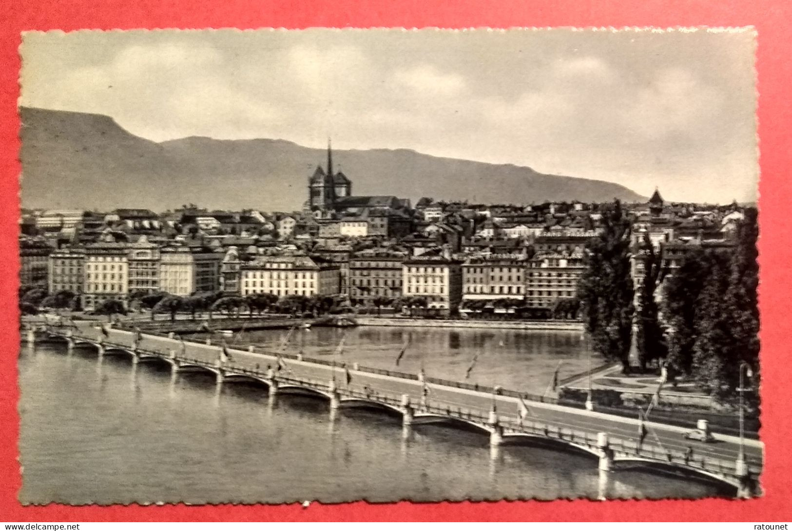 CH - SUISSE - GENEVE - Flamme 1954 FETES DE GENEVE * Sur CPSM 108 Pont Du MONT BLANC Et La Ville - Postage Meters