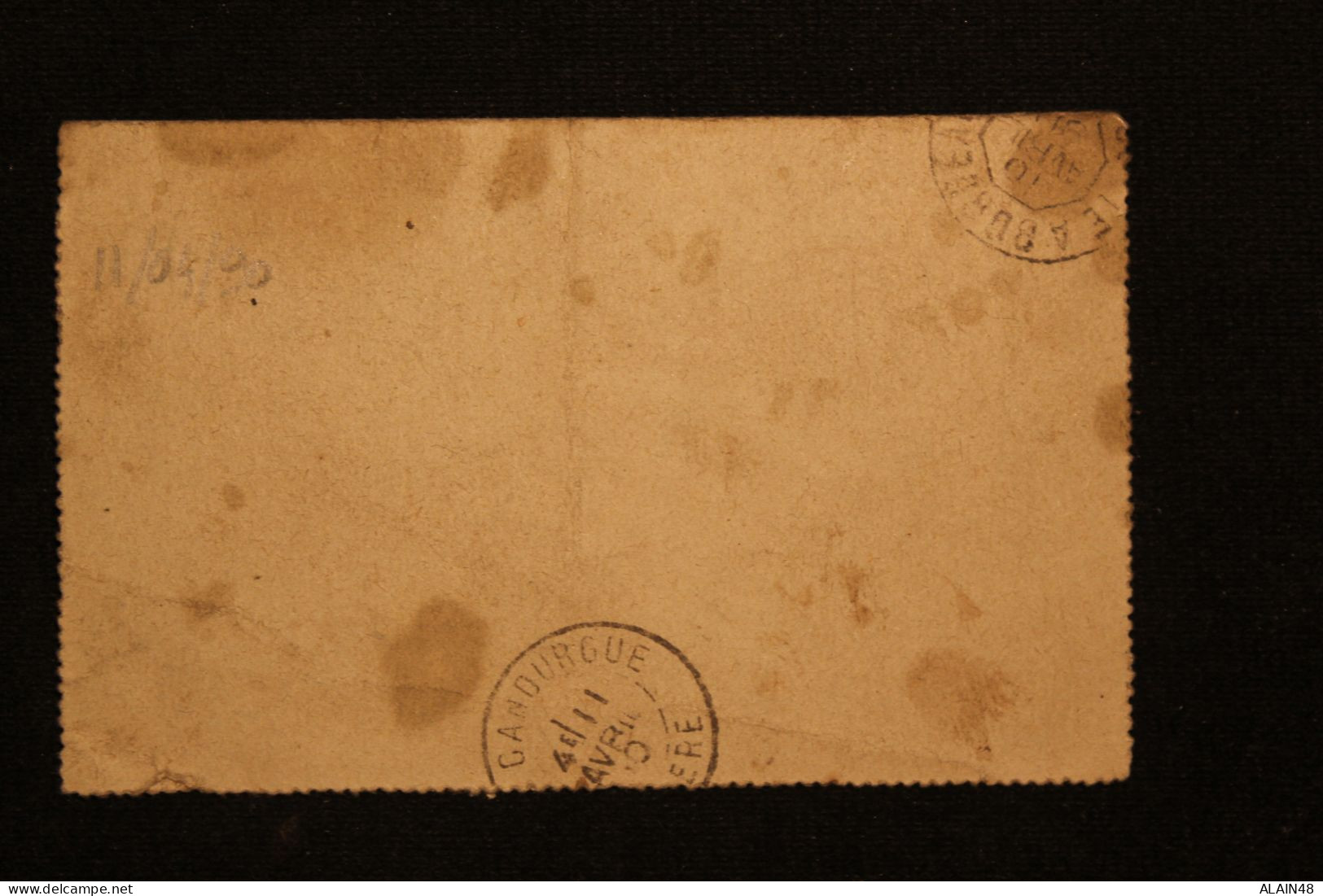 FRANCE CARTE LETTRE TYPE SAGE 15c Bleu DE VIVIERS (ARDECHE) POUR LA CANOURGUE (LOZERE) DU 10.04.1890 - Cartoline-lettere