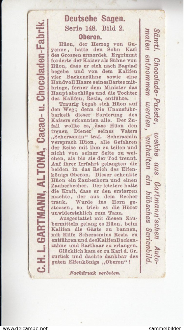 Gartmann  Deutsche Sagen Oberon   Serie 148 #2 Von 1905 - Autres & Non Classés