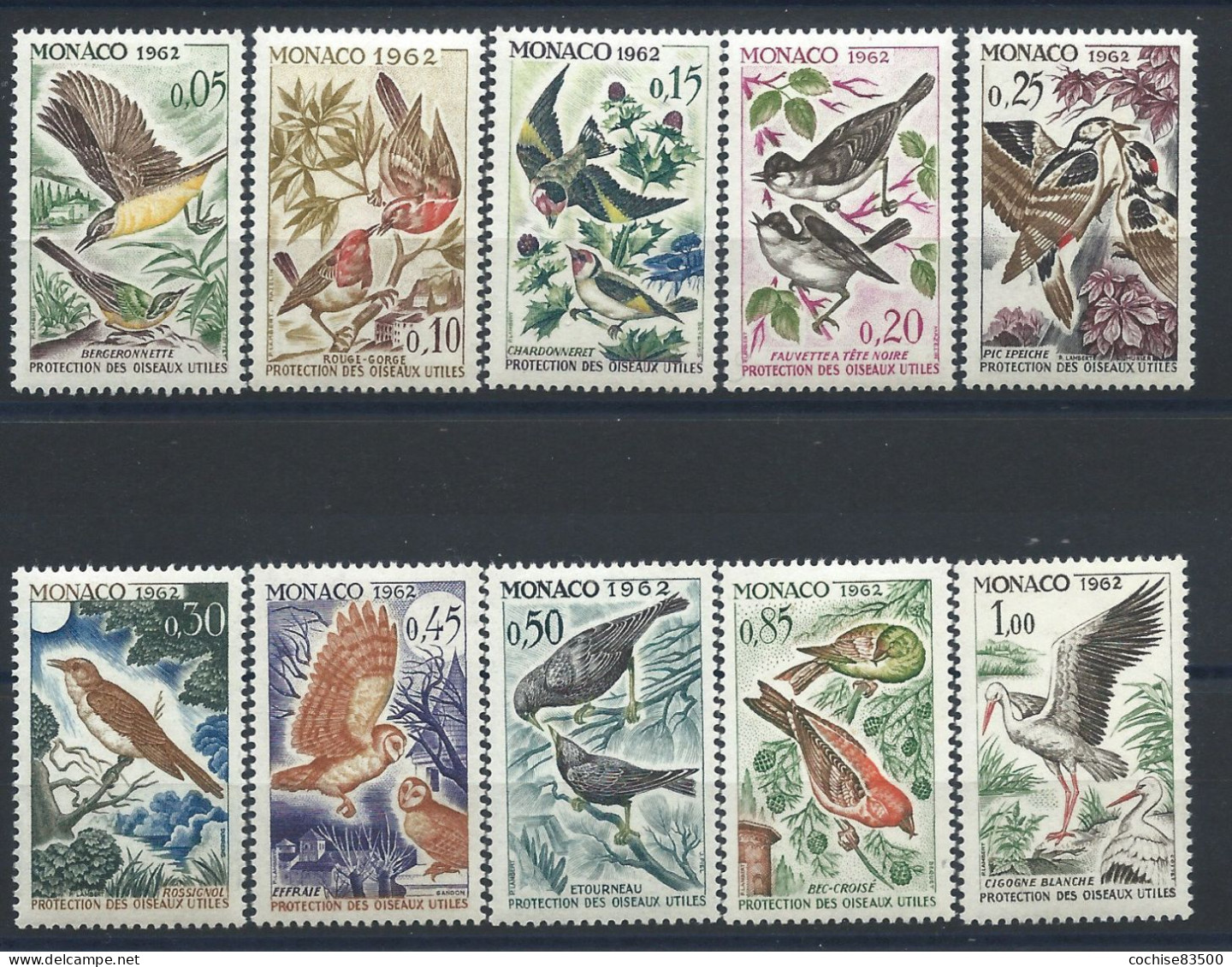 Monaco N°581/90** (MNH) 1962 - Faune "Oiseaux" - Neufs