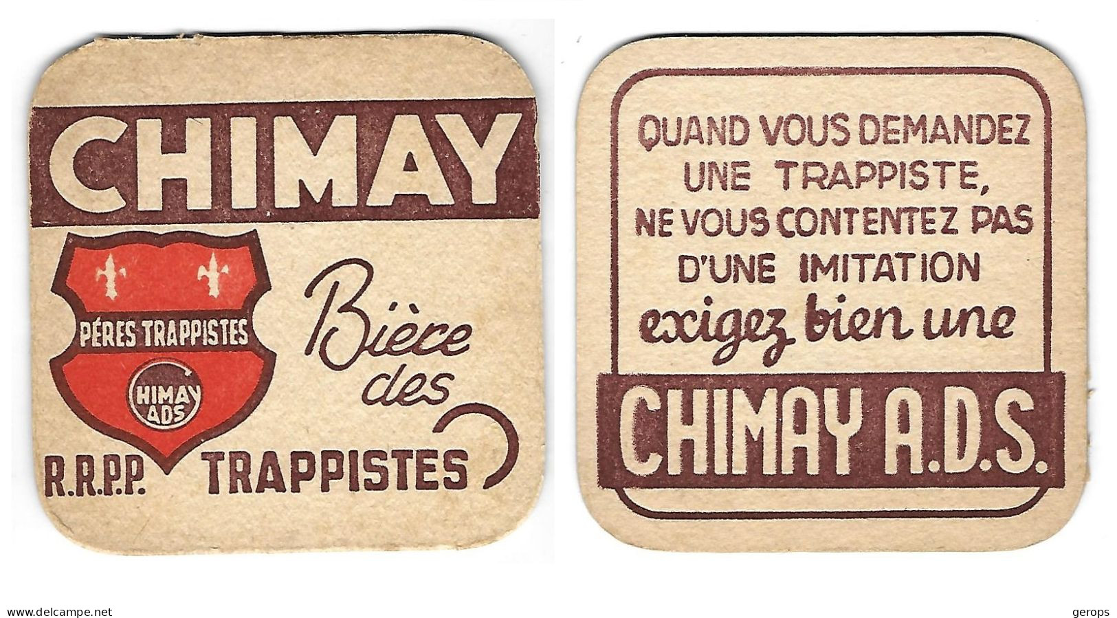 964a  Brie. Chimay Biére Des R.R.P.P. Trappistes Rv - Sous-bocks