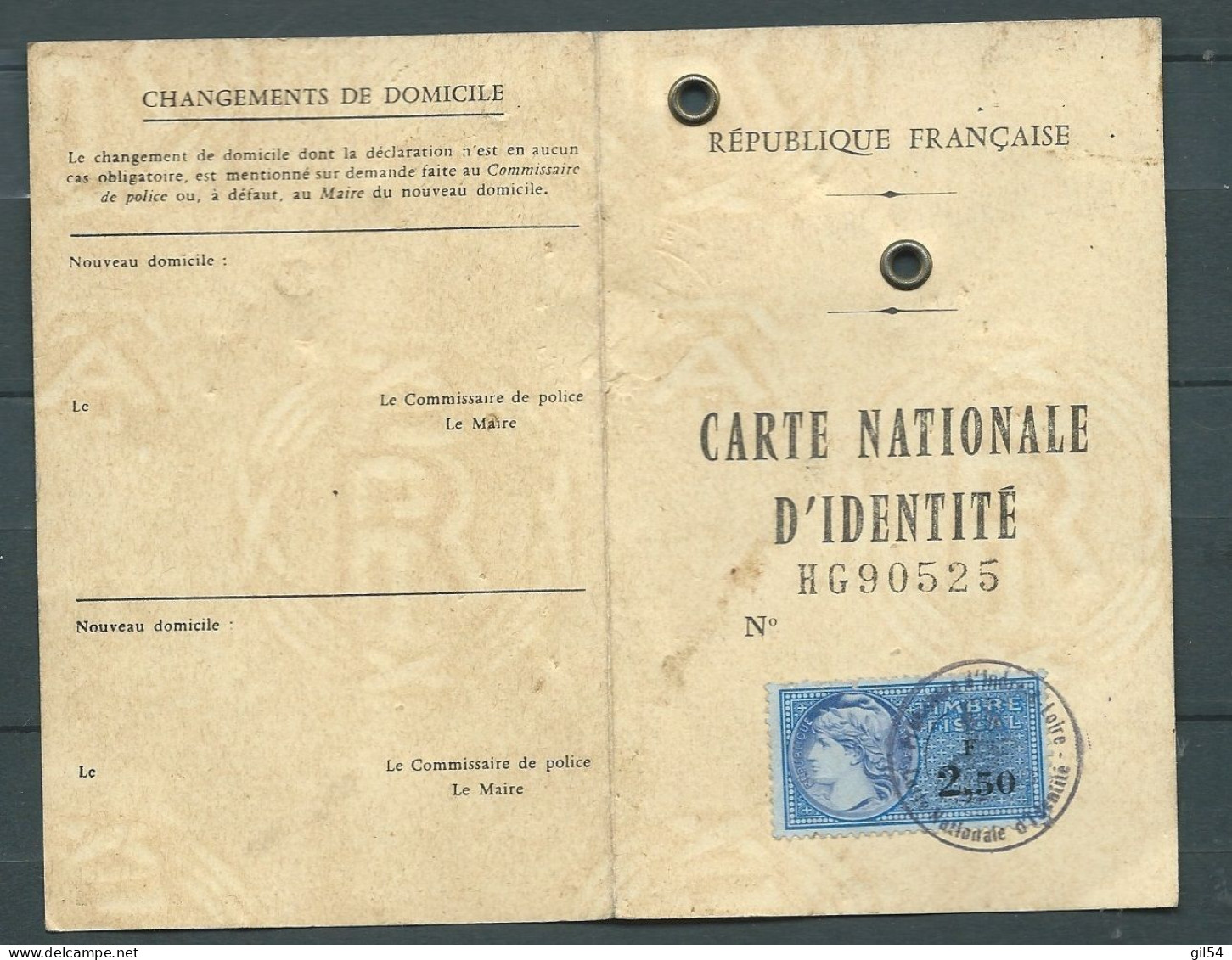 Timbre Fiscal De 2,50 NF SUR PIECE D'identité& Expirée  Confectionnée Le 20 Mai 1966  -    LP 32901 - Brieven En Documenten