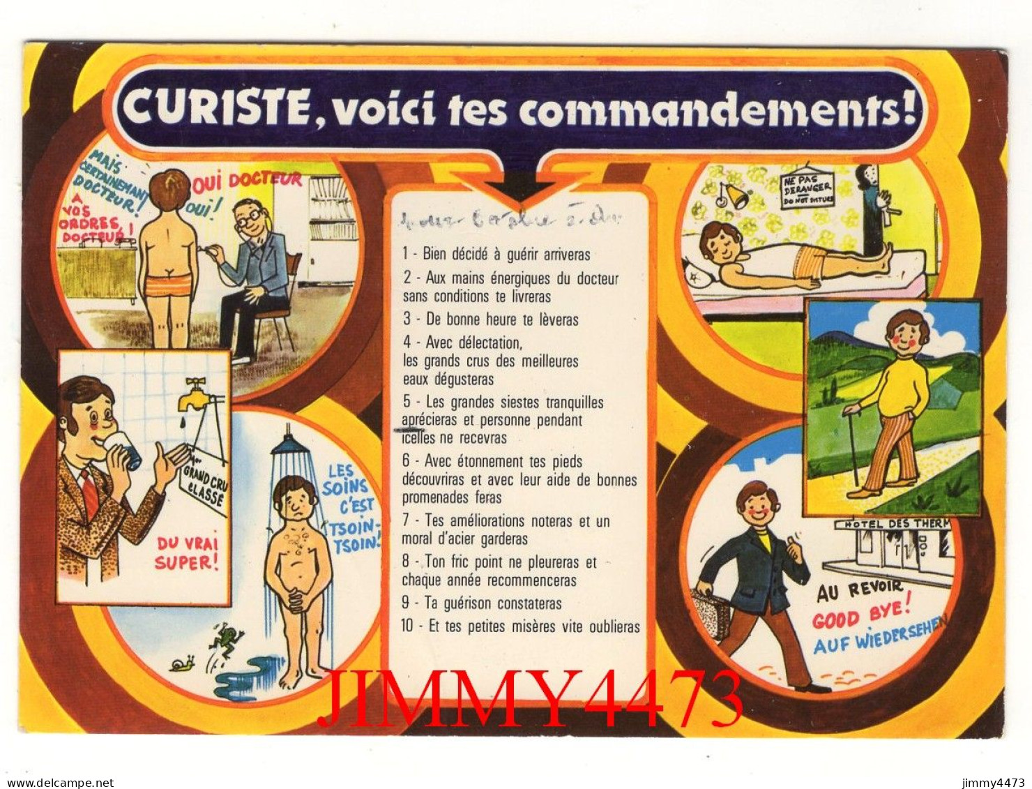 CPM - HUMOUR En 1980 - Curiste, Voici Tes Commandements ! - Création R. Allouin - Imp. Combier Macon - Humour