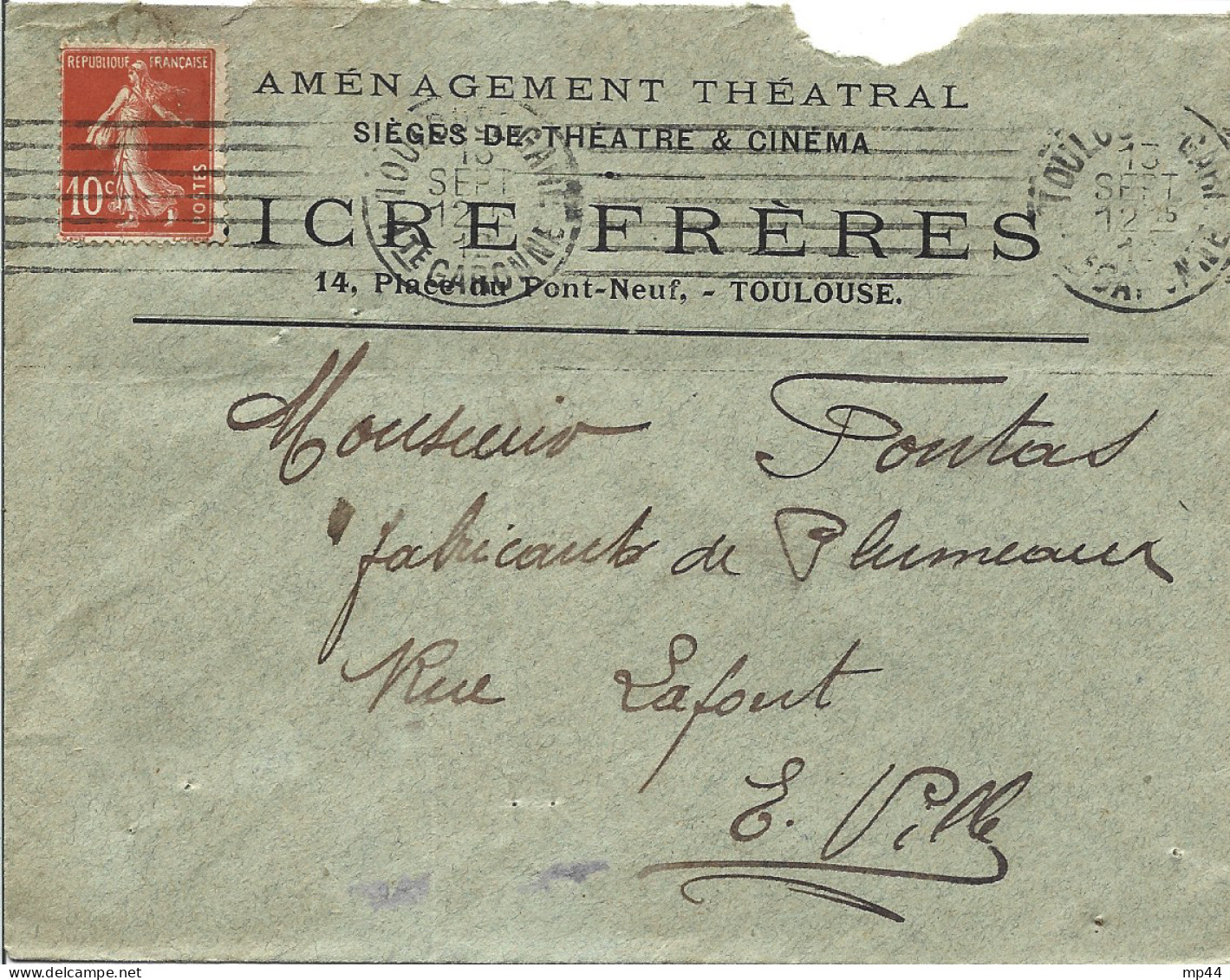 25 --- Lettre 31 TOULOUSE Sicre Frères, Aménagement Théatral, Sièges De Théâtre & Cinéma - 1900 – 1949