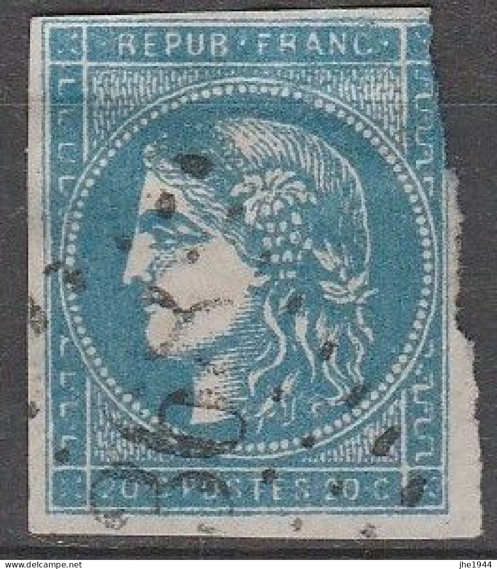France N° 45 Ceres Emission De Bordeaux 20 C Bleu - 1870 Bordeaux Printing