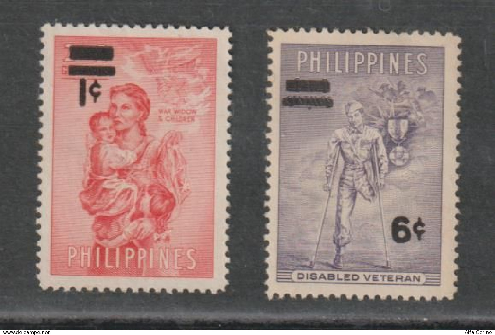 PHILIPPINES:  1959  OVERPRINTED  -  KOMPLET  SET  2  UNUSED  +  NO  GLUE -  YV/TELL. 467/68 - Filipinas