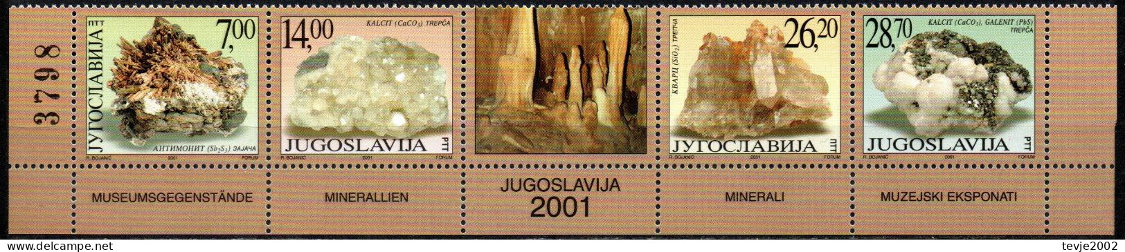 Jugoslawien 2001 - Mi.Nr. 3047 - 3050 - Postfrisch MNH - Mineralien Minerals - Mineralen