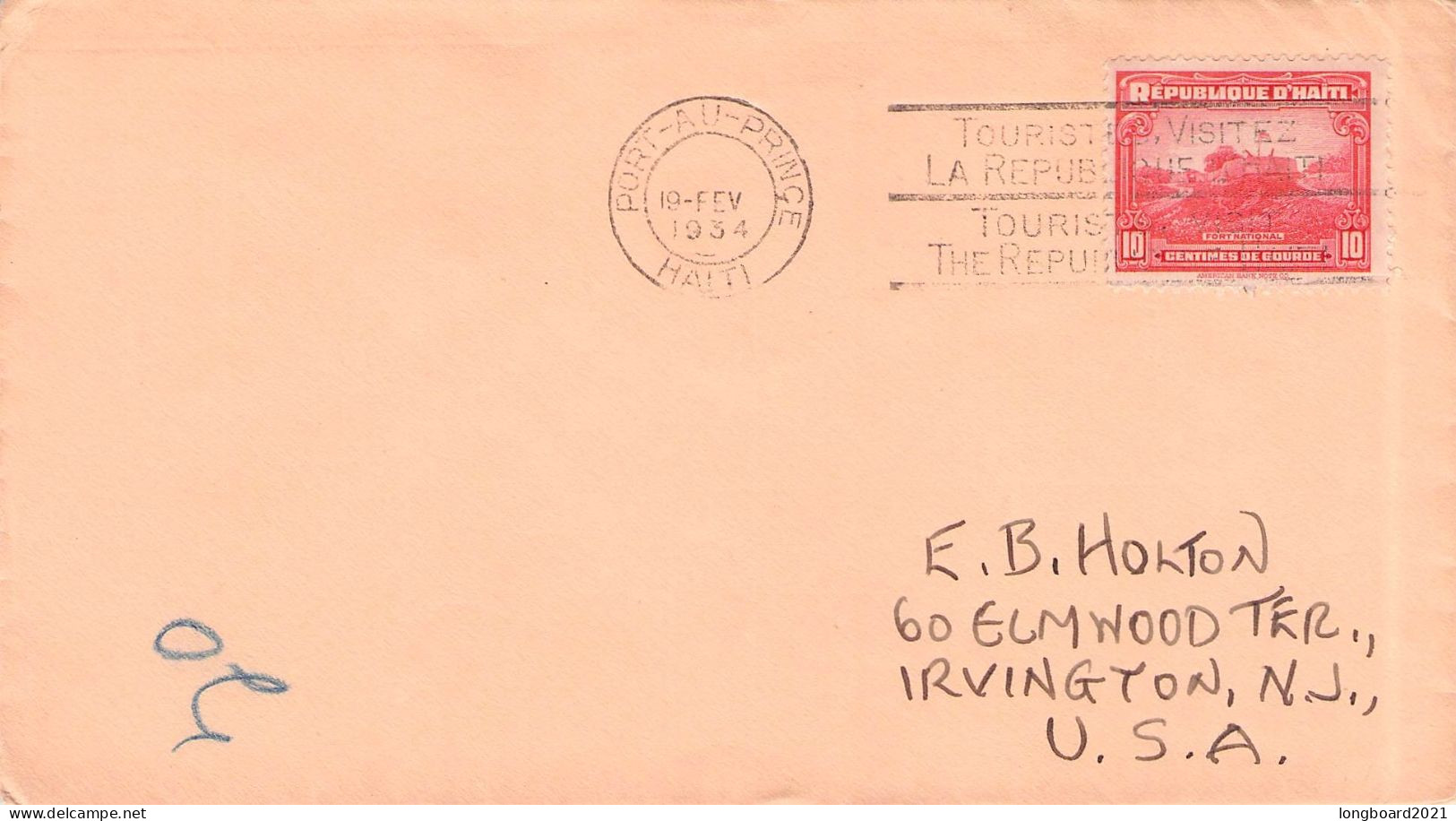 HAITI - MAIL 1934 PORT-AU-PRINCE - IRVINGTON, NJ / 7085 - Haïti