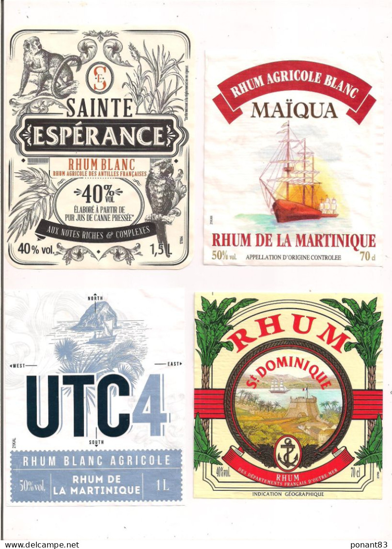 Etiquettes Décollées Rhum De La Martinique Et Antilles: Saint Espérance, Maîqua,UTCA, St Dominique - - Rum