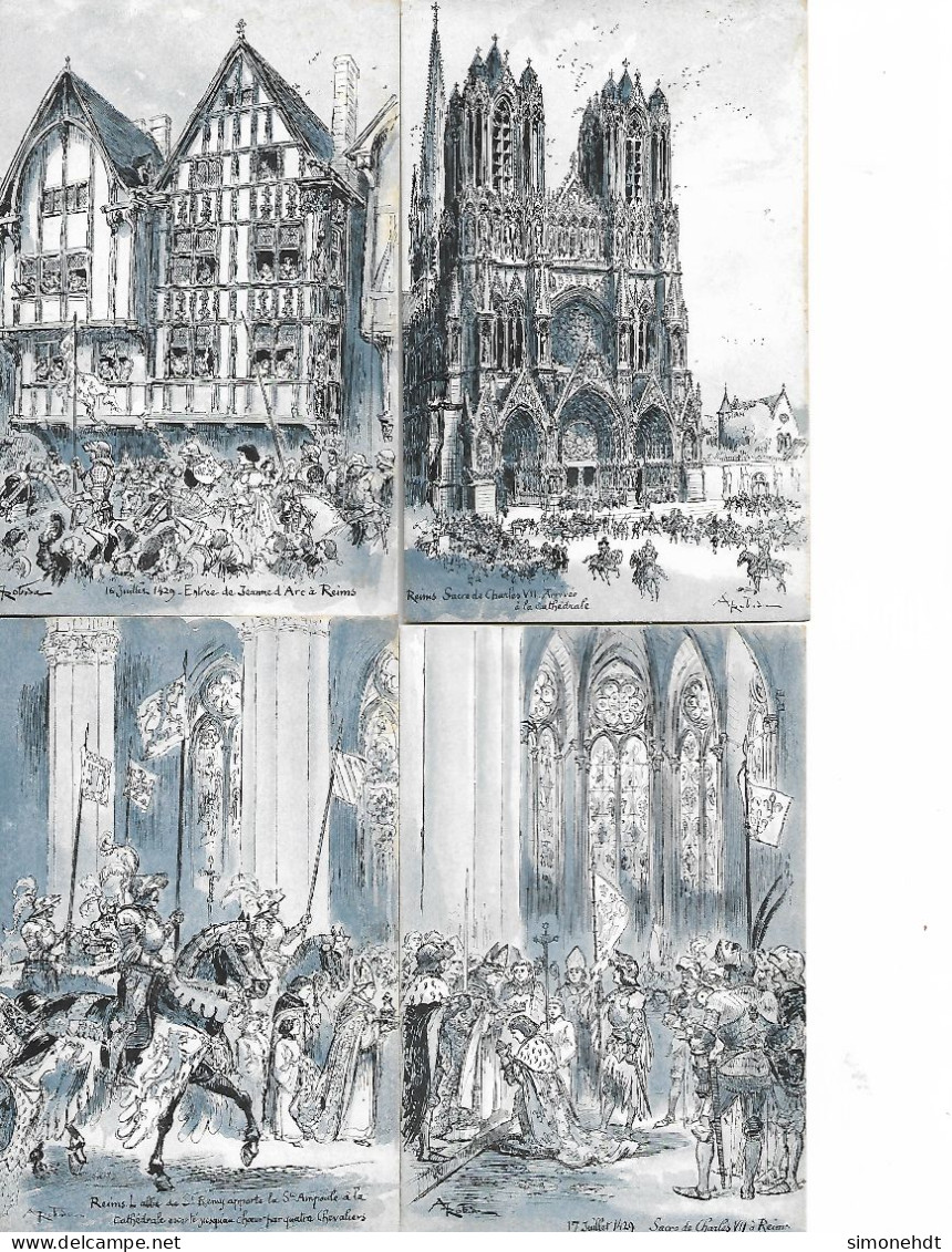 Illustrateur ROBIDA - Jeanne D'Arc à REIMS - Collection De 13 Cartes Postales Avec Pochette - Robida