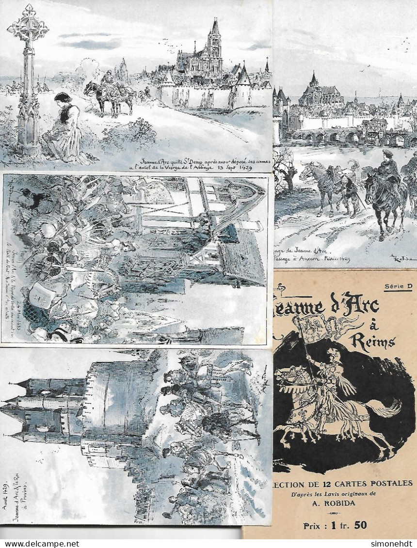 Illustrateur ROBIDA - Jeanne D'Arc à REIMS - Collection De 13 Cartes Postales Avec Pochette - Robida
