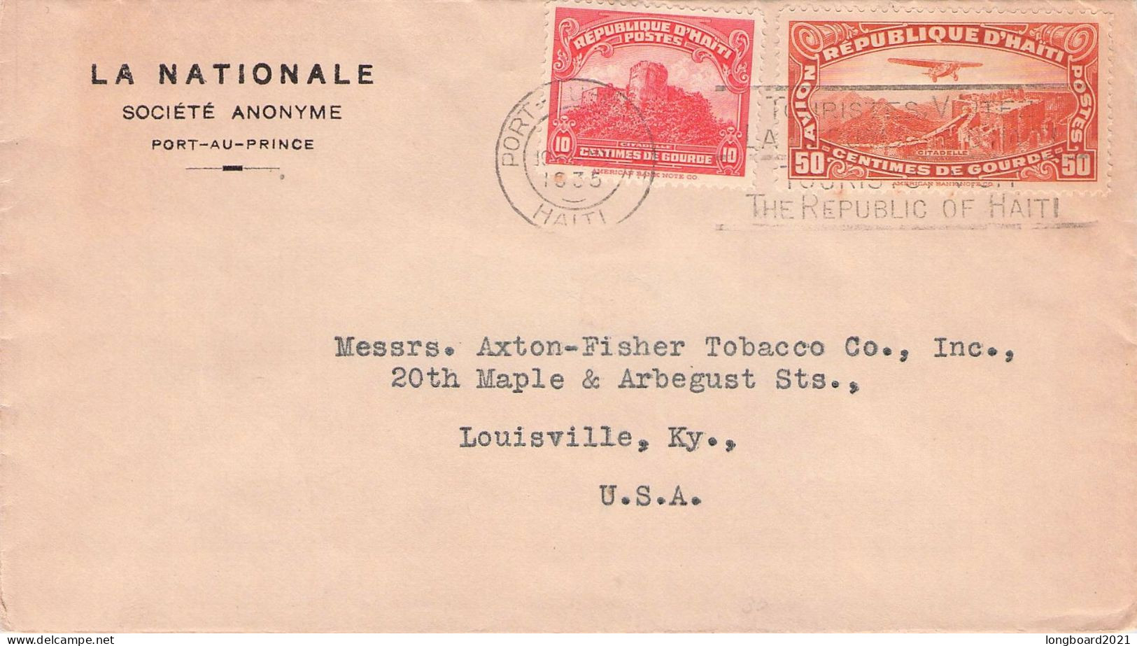 HAITI - MAIL 1935 PORT-AU-PRINCE - LOUISVILLE / 7089 - Haiti