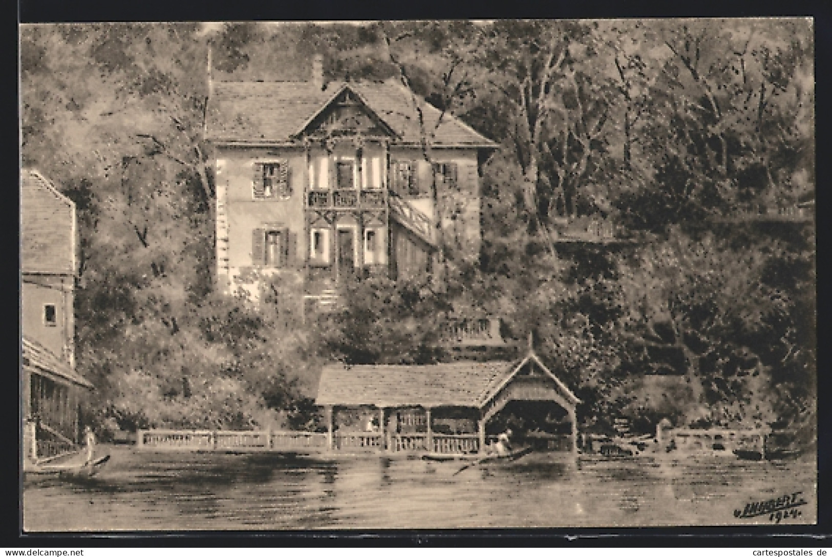 Künstler-AK Millstatt Am See, Villa Hartlieb  - Otros & Sin Clasificación