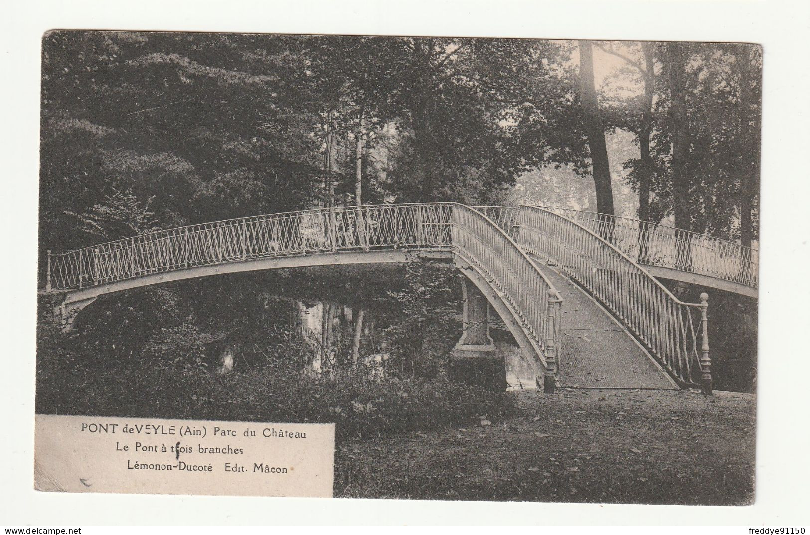 01 . Pont De Veyle . Parc Du Château . Le Pont à Trois Branches 1918 - Zonder Classificatie
