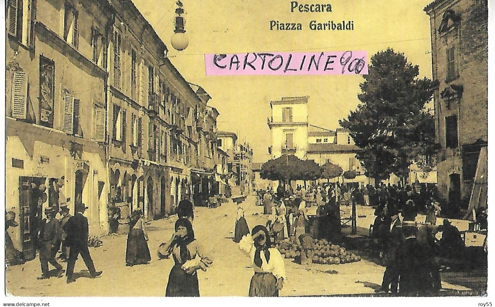 Abruzzo-pescara Piazza Garibaldi Veduta Animatissima (cartolina Pubblicitaria Ristampata Per Gli Eventi Ved.retro 9 X15) - Pescara