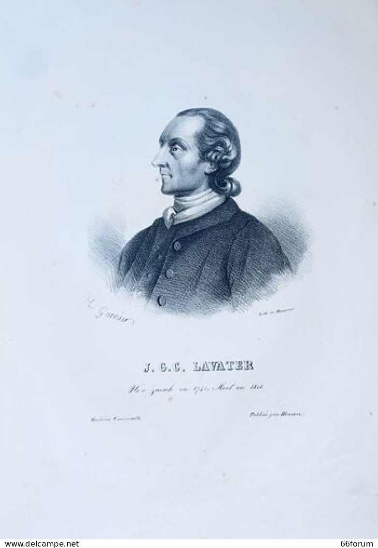 GRAVURE 19ème J. G. C. LAVATER PENSEUR THEOLOGIEN - Other & Unclassified