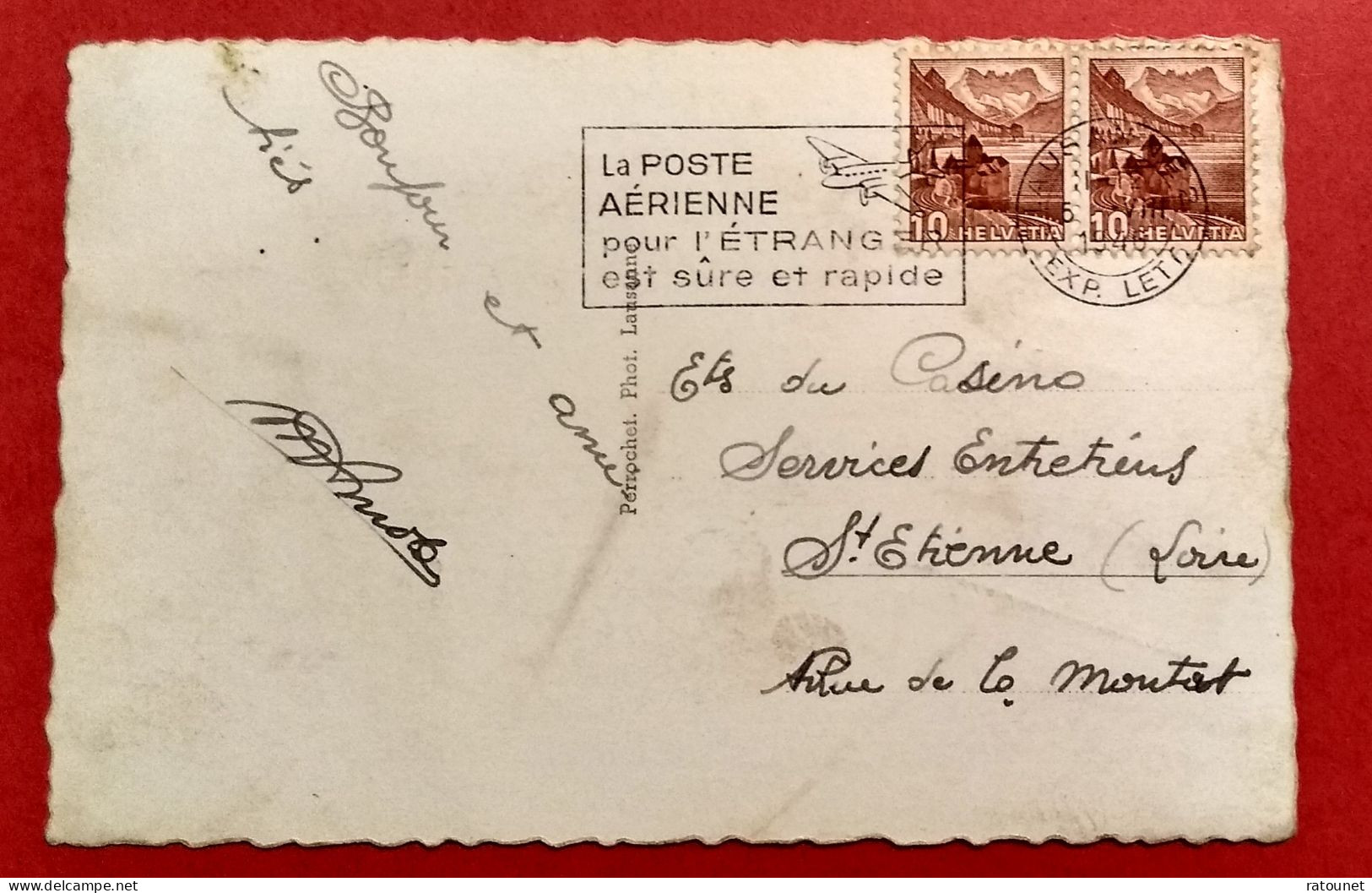 CH - SUISSE - LAUSANNE  - Flamme 1946 POSTE AERIENNE * Sur CPSM 1736 LAUSANNE Et Les Alpes - Postage Meters