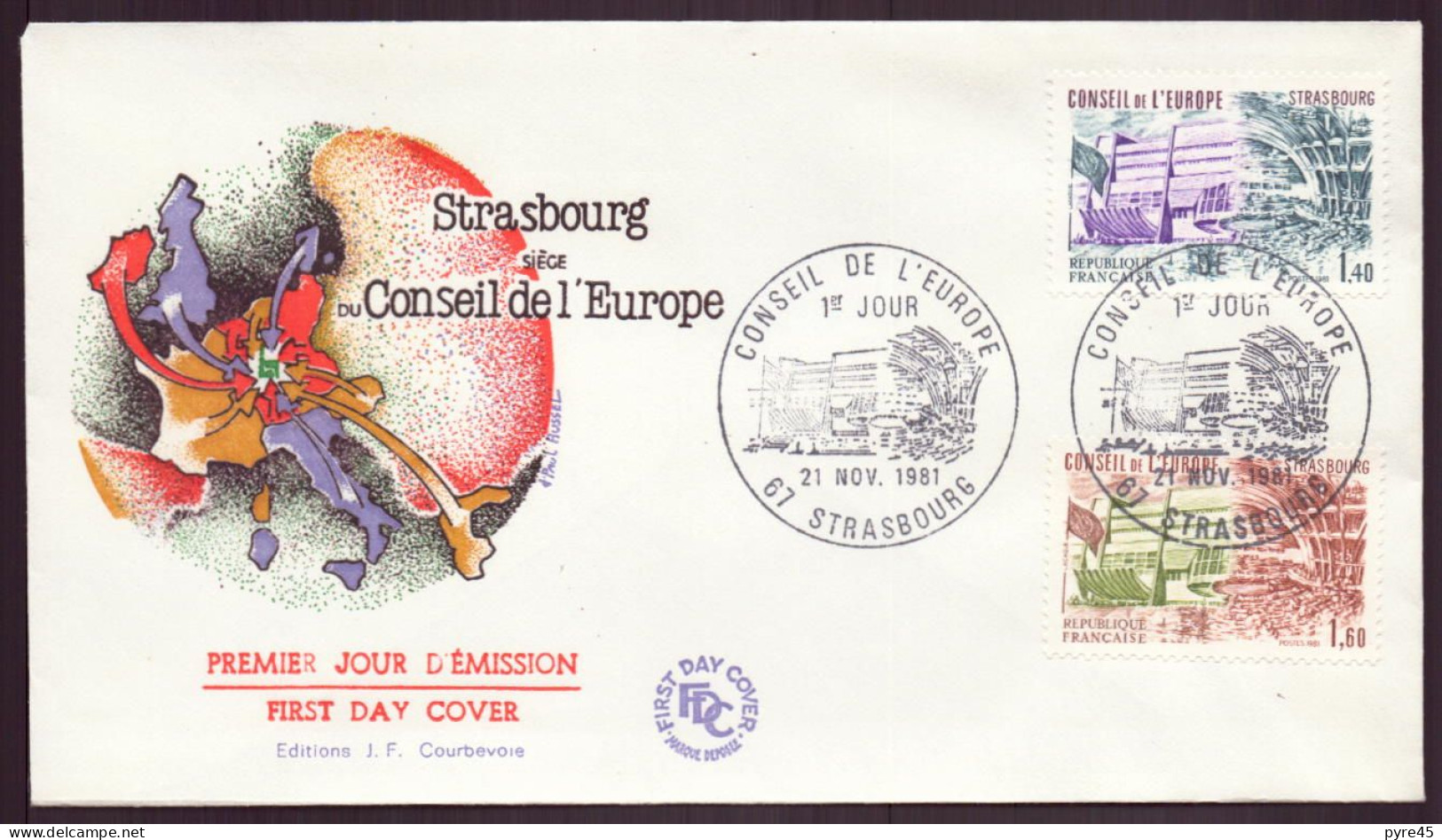 France, FDC, Enveloppe Du 21 Novembre 1981 à Strasbourg " Conseil De L'Europe " - 1980-1989