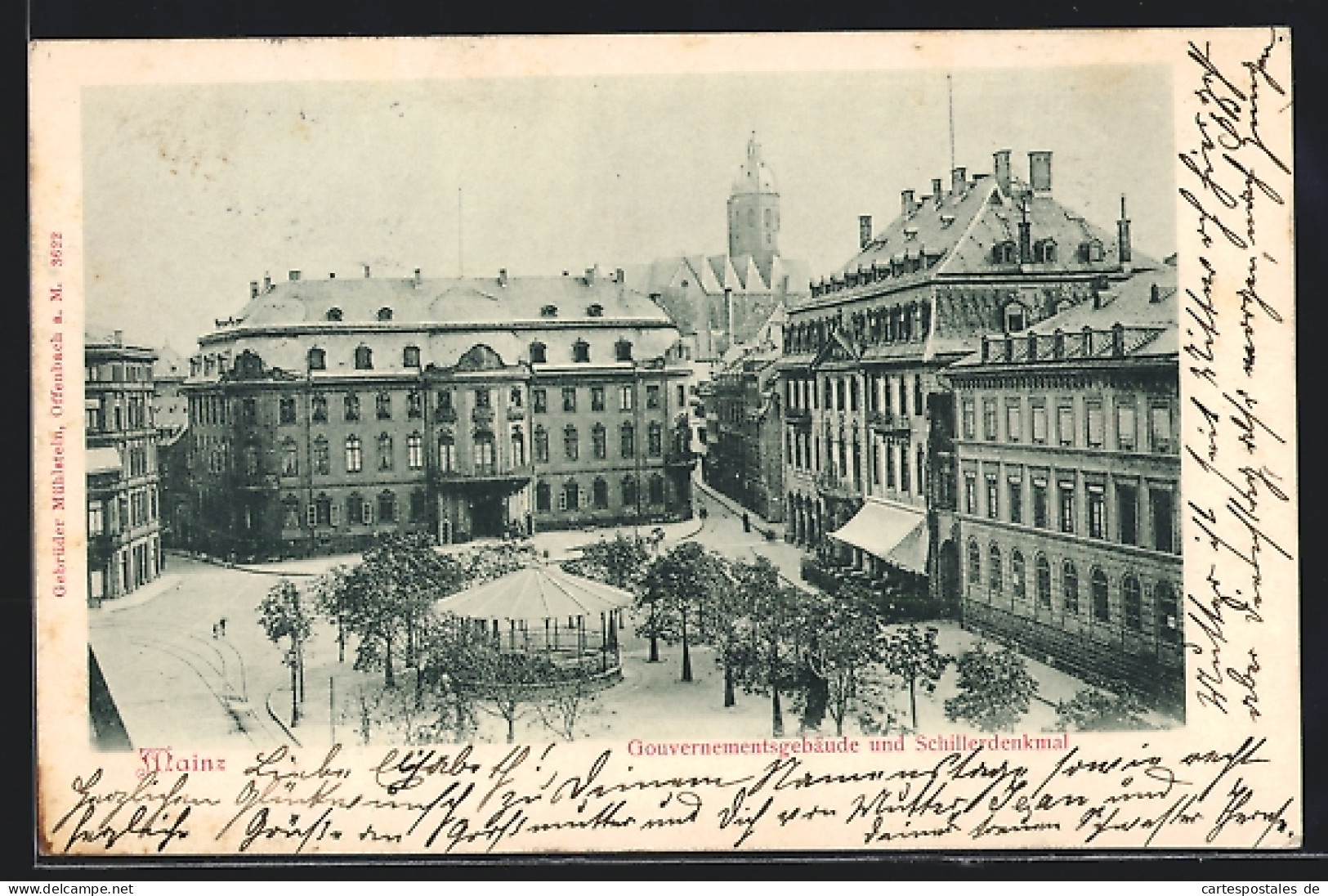 AK Mainz, Gouvernementsgebäude Und Schillerdenkmal  - Mainz