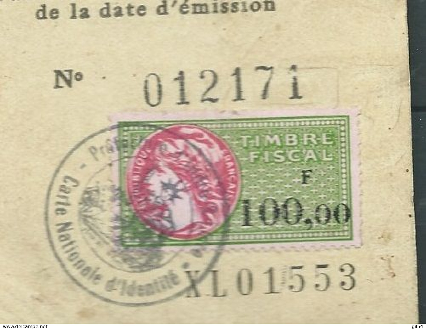 Timbre Fiscal De 100 FRANCS SUR PIECE D'identité& Expirée  Confectionnée Le 23 JUIN 1982  -    LP 32902 - Storia Postale