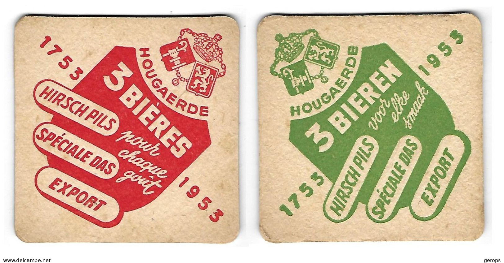 989a Brij. Hoegaerde-Das Hoegaarden 3 Bieren Rv 3 Biéres 82-82 - Beer Mats