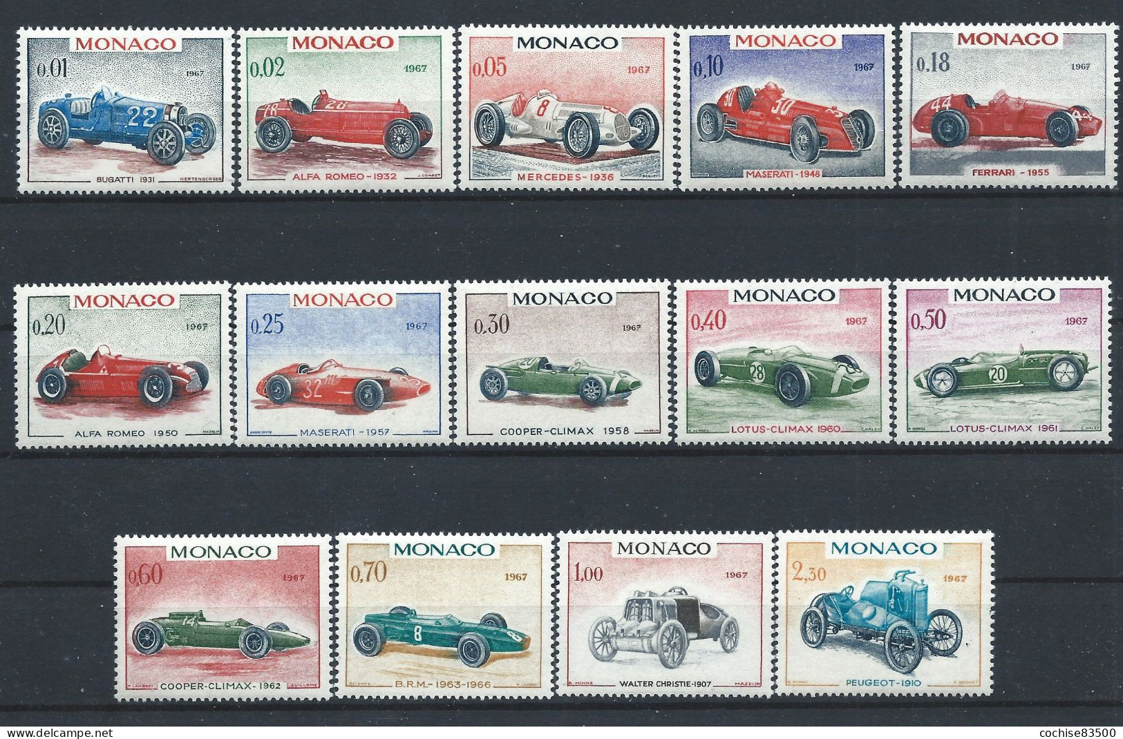 Monaco N°708/21** (MNH) 1967 - Voitures De Courses - Unused Stamps