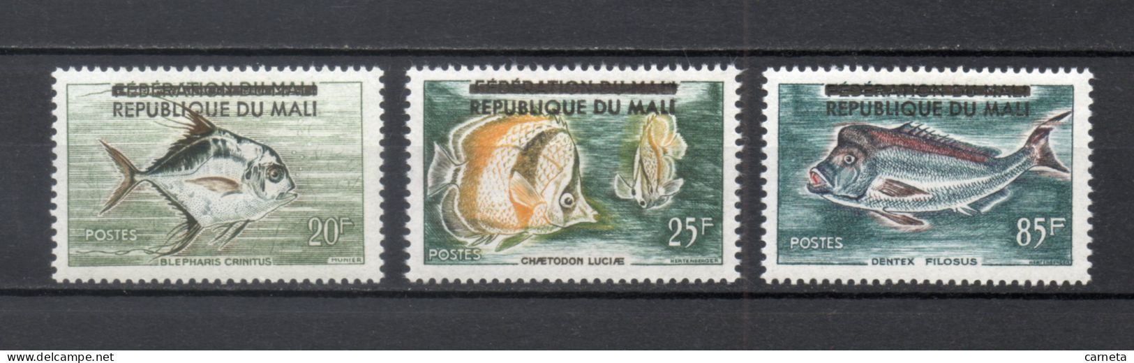 MALI  N° 10 à 12   NEUFS SANS CHARNIERE  COTE 10.00€   POISSON ANIMAUX FAUNE SURCHARGE - Mali (1959-...)