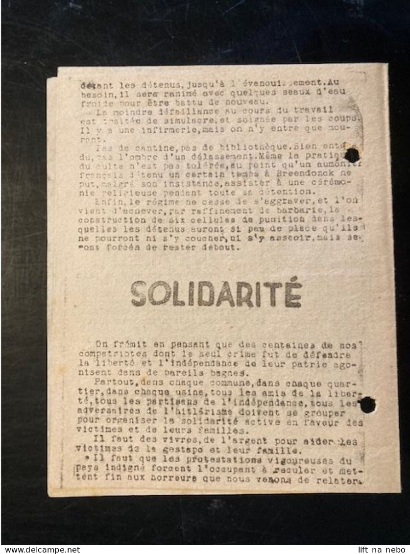 Tract Presse Clandestine Résistance Belge WWII WW2 'La Verite Sur L'enfer De Breendonck' 4 Pages - Documenti