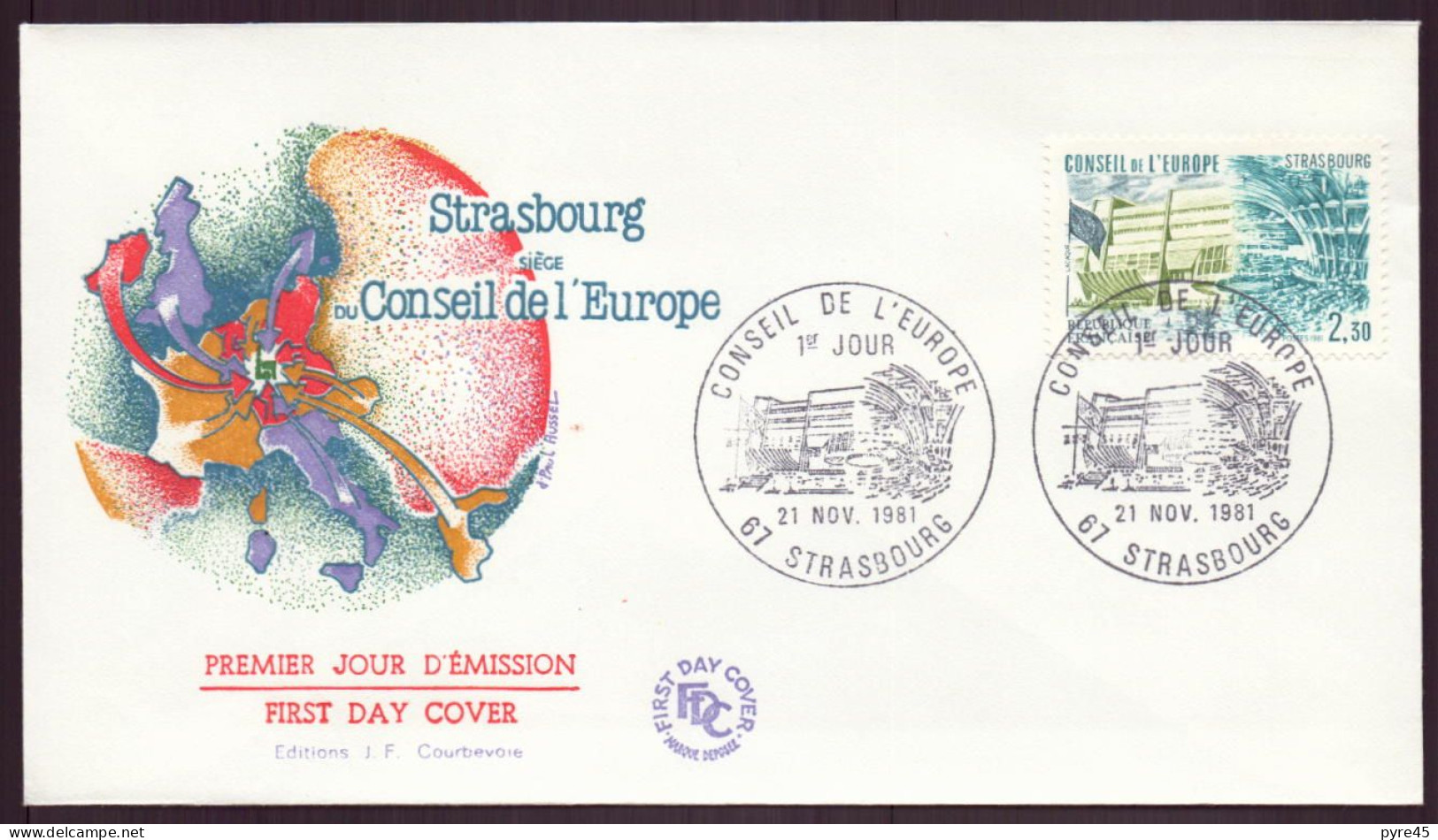 France, FDC, Enveloppe Du 21 Novembre 1981 à Strasbourg " Conseil De L'Europe " - 1980-1989