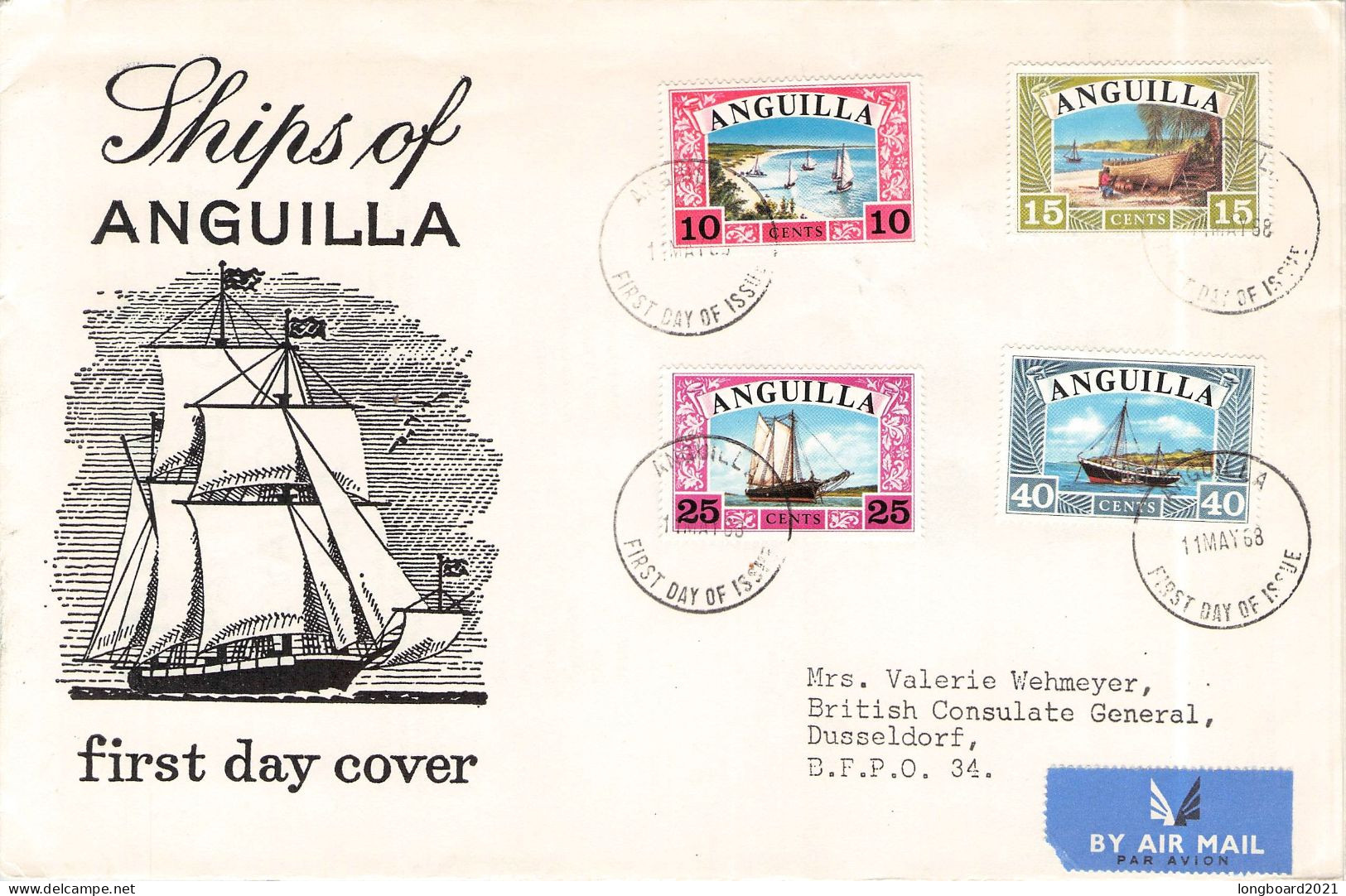 ANGUILLA - FDC 1968 SHIPS Mi 32-35 / 6354 - Anguilla (1968-...)