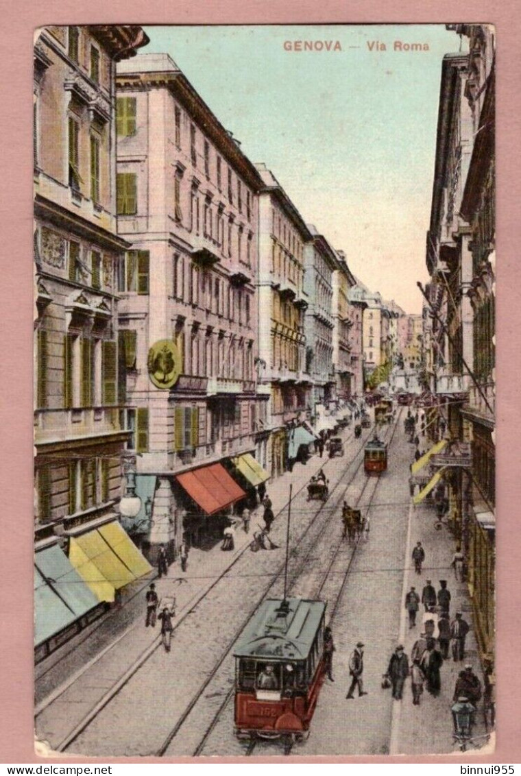 Cartolina Genova Via Roma Animata Con Tram - Viaggiata - 1911 - Genova (Genoa)