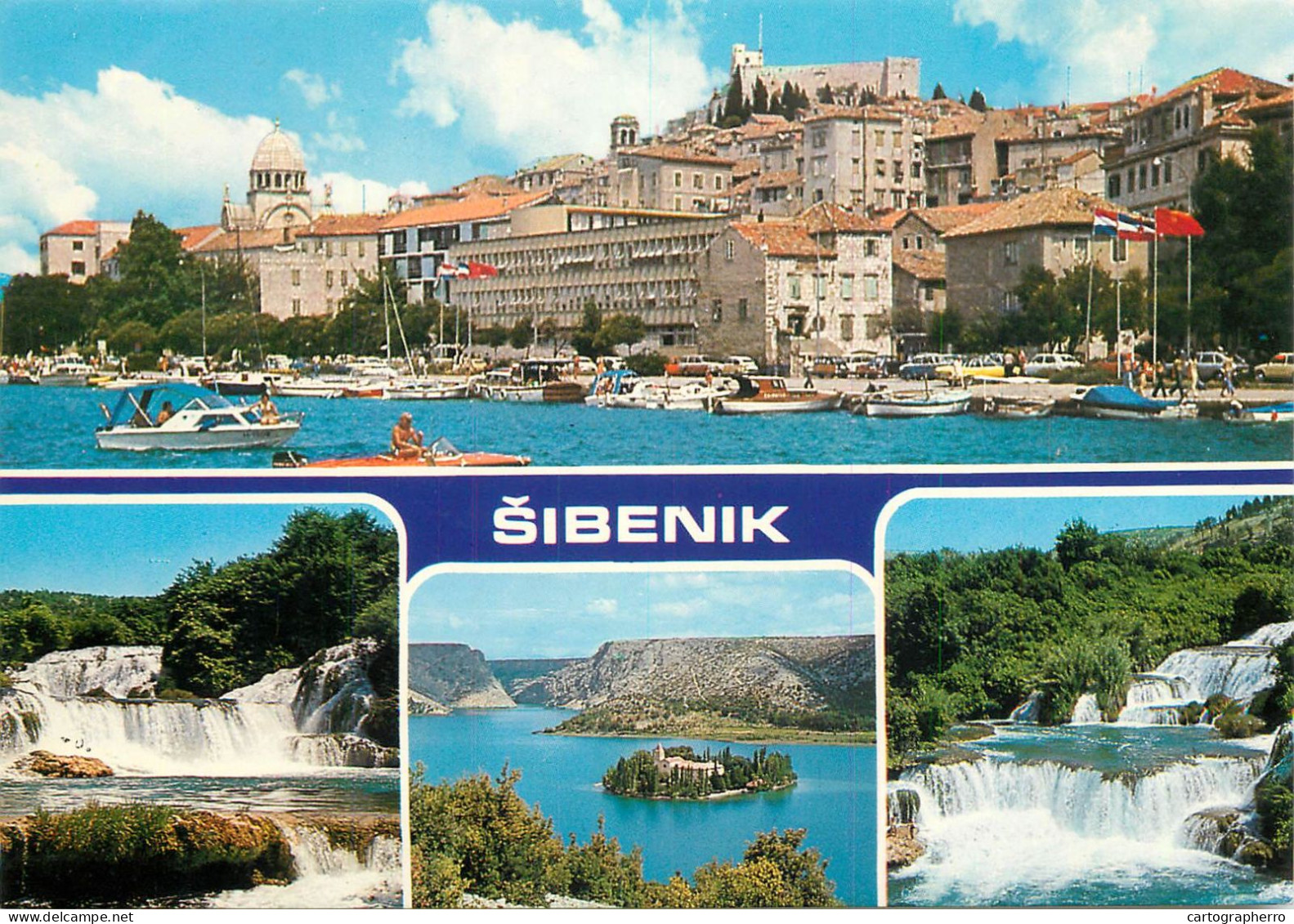 Navigation Sailing Vessels & Boats Themed Postcard Sibenik Harbour Waterfall - Voiliers