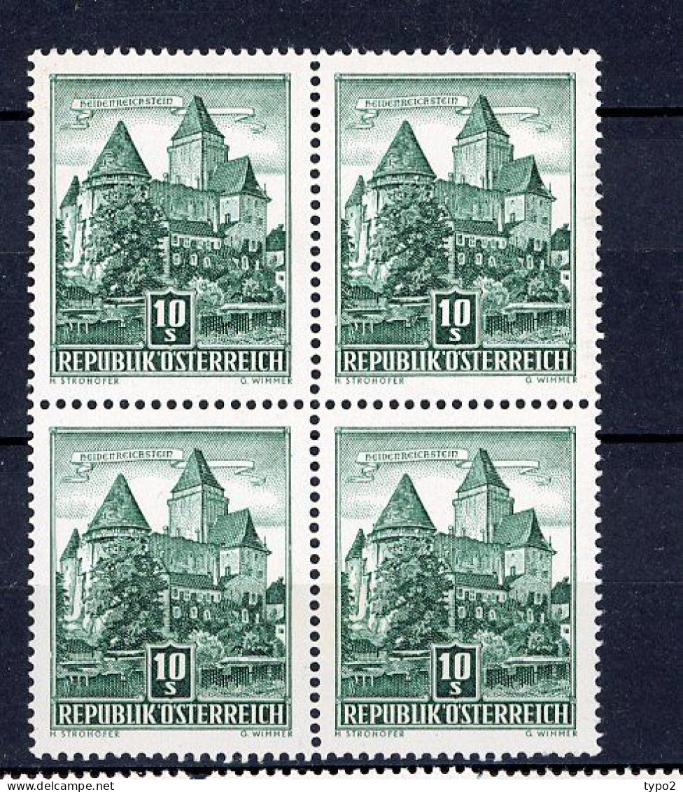 AUTRICHE - 1957  Yv. N° 874B X 4 Papier Blanc  ** MNH  10s Cote  25 Euro  TBE 2 Scans - Neufs