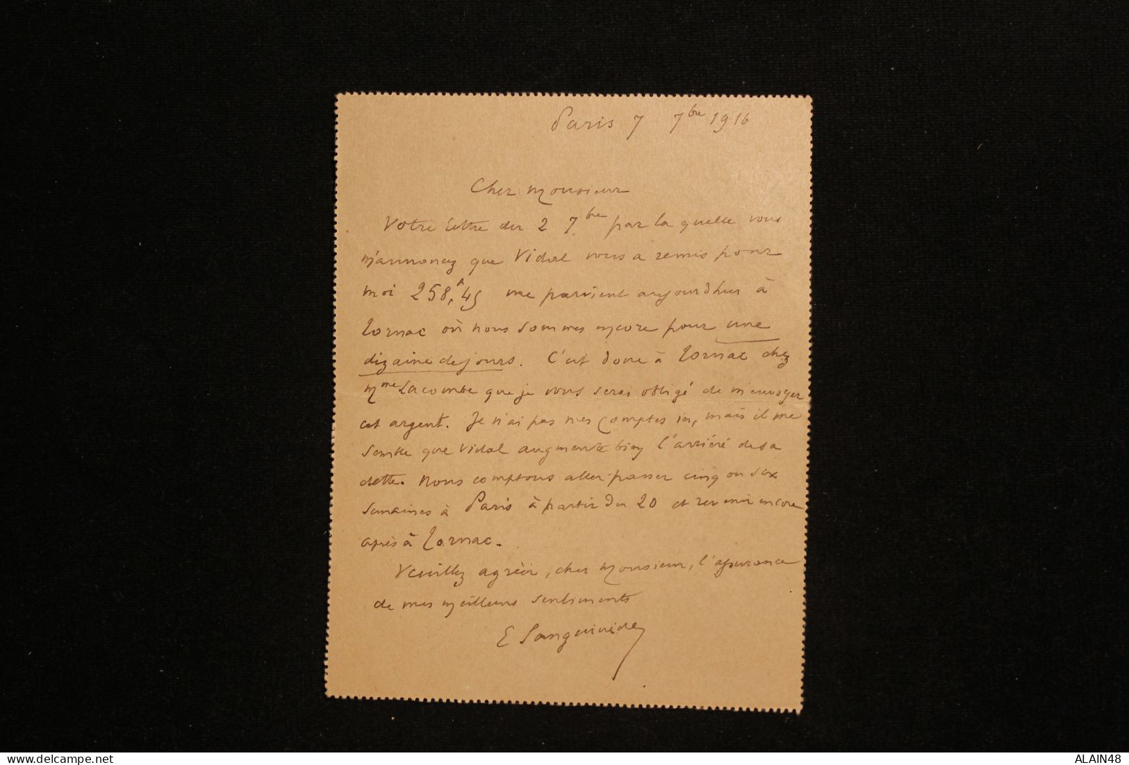 FRANCE CARTE LETTRE TYPE SEMEUSE FOND PLEIN DE TORNAC (GARD) POUR MEYRUEIS (LOZERE) DU 07.09.1916 - Letter Cards