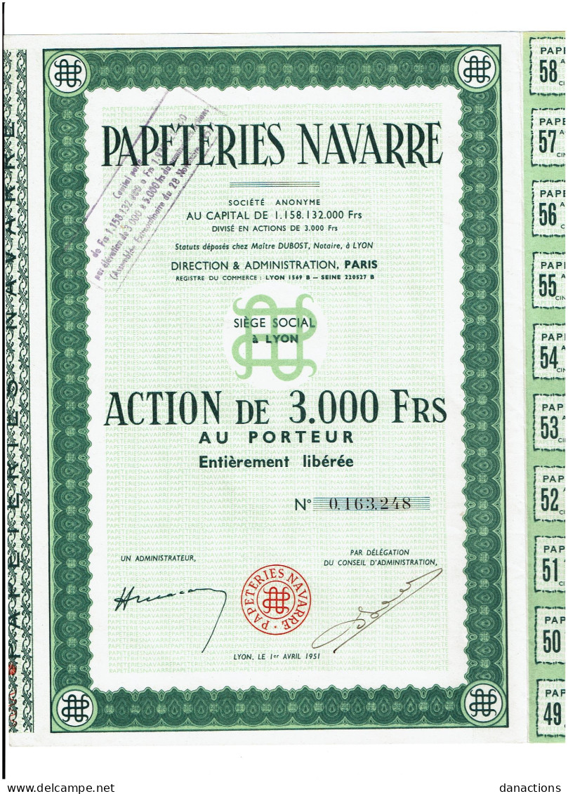 69-PAPETERIES NAVARRE. LYON    1951   - Andere & Zonder Classificatie