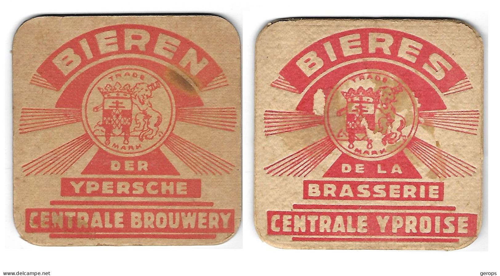 996a Brij. Roberg Ieper Bieren Der Ypersche Centrale Brouwerij Rv 95-95 (vlekken) - Beer Mats