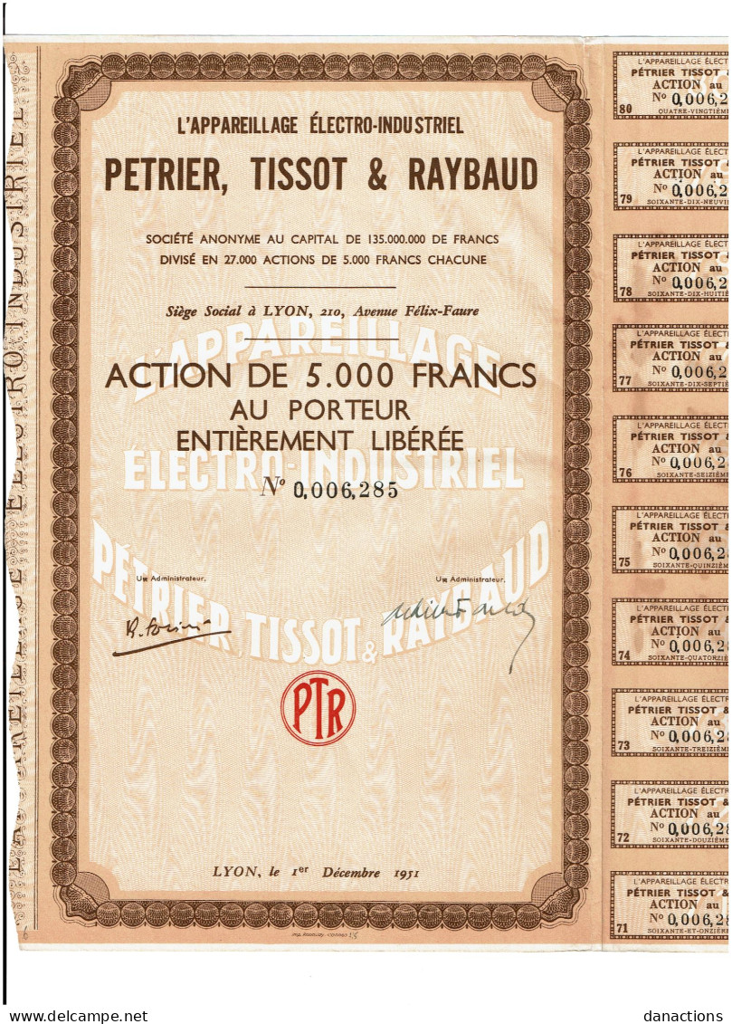 69-PETRIER, TISSOT & RAYBAUD. L'appareillage Electro-Industriel. - Other & Unclassified