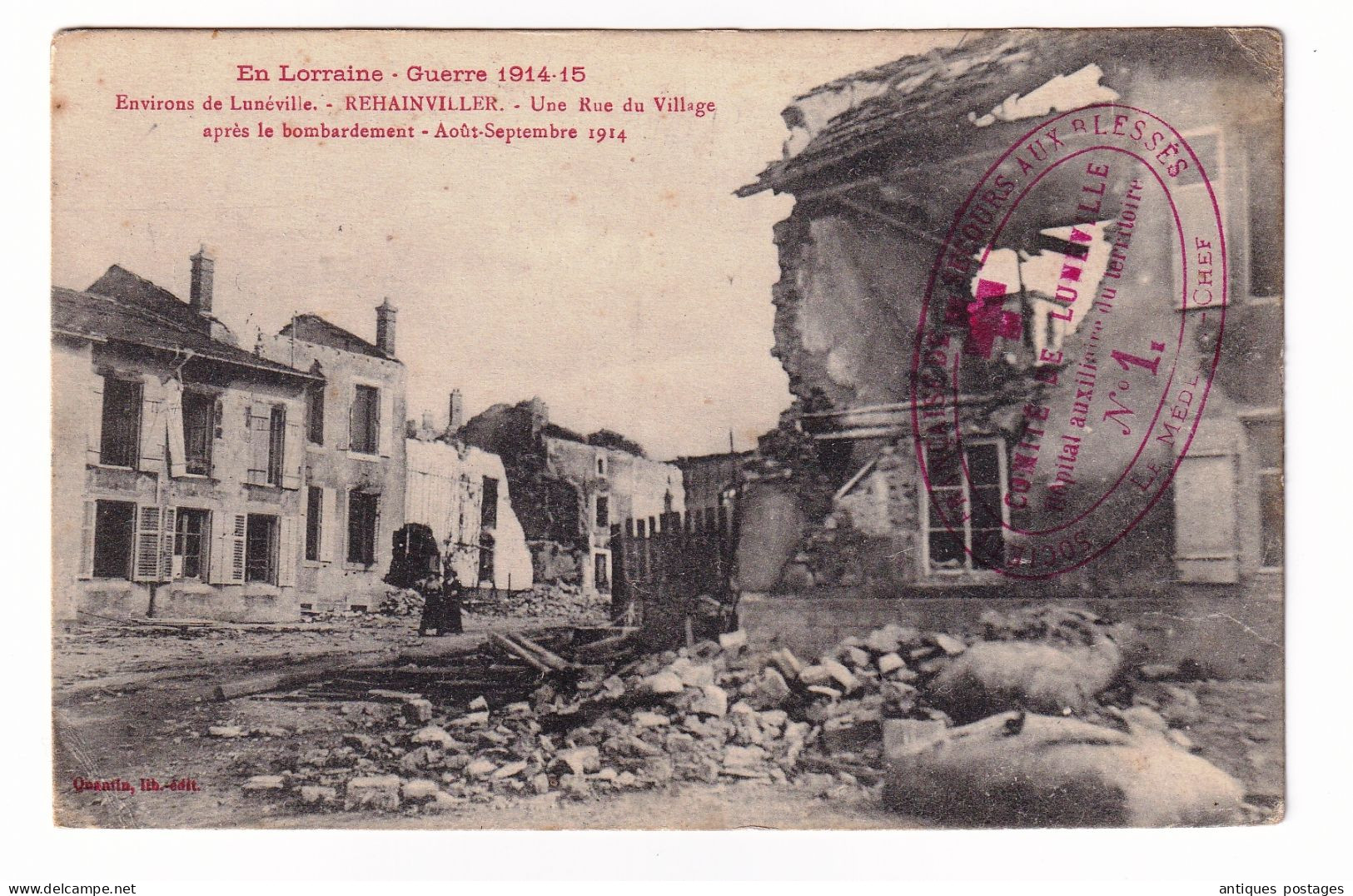Hôpital Auxiliaire du Territoire Lunéville Croix Rouge 1915 Société Française de Secours aux Blessés Morbihan Ploemeur