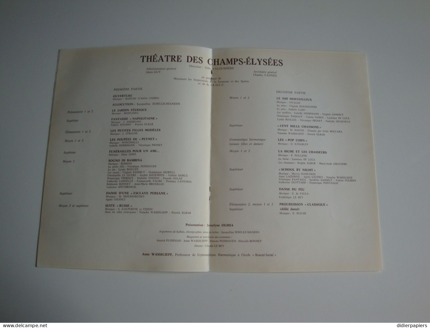 Théatre Des Champs-Elysées 1981 Soirée De Ballets Mme Jacqueline Sebille-Mandin - Programma's